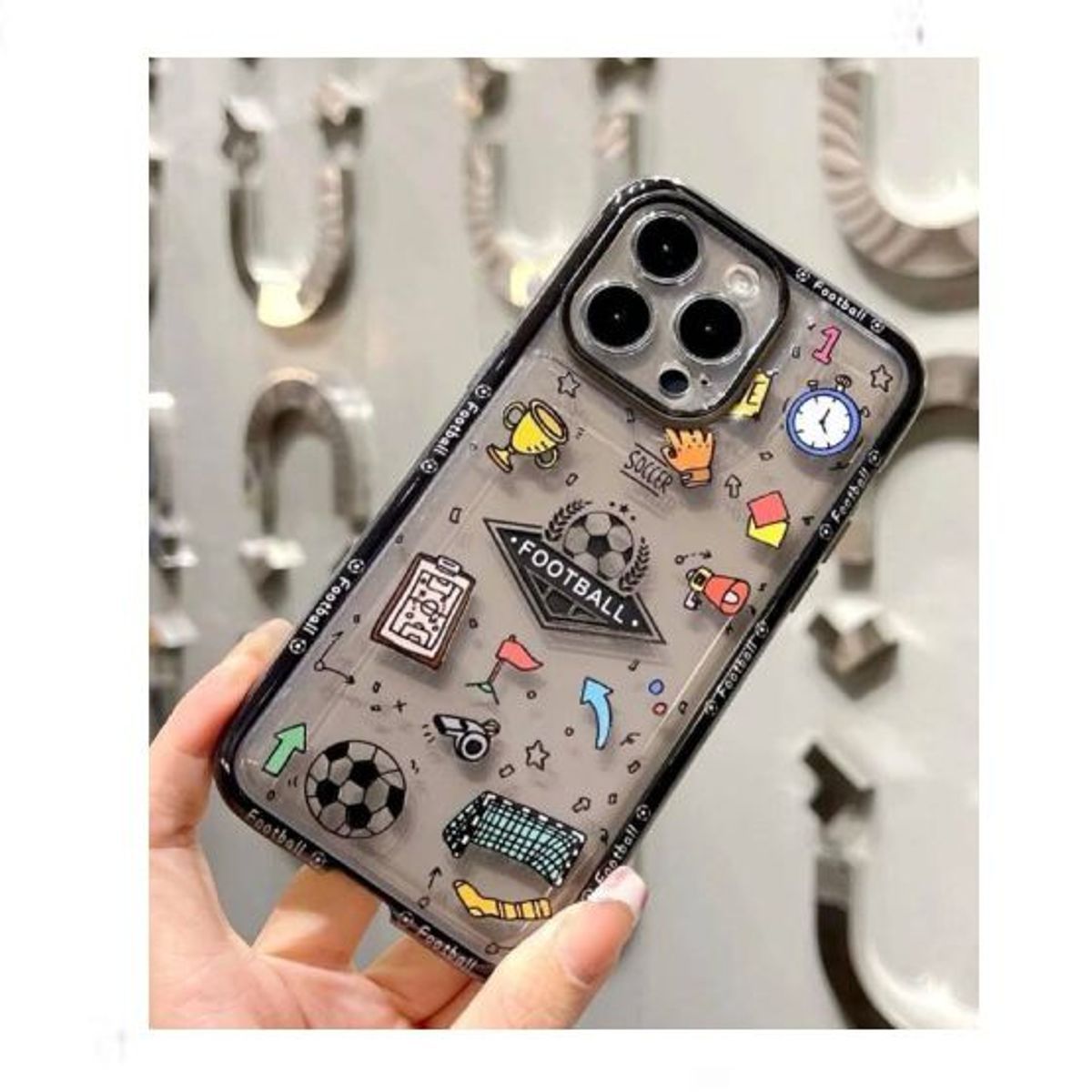 GENERICO - Case para Iphone 12 ProMax diseño futbol- Multicolor + mica de vidrio