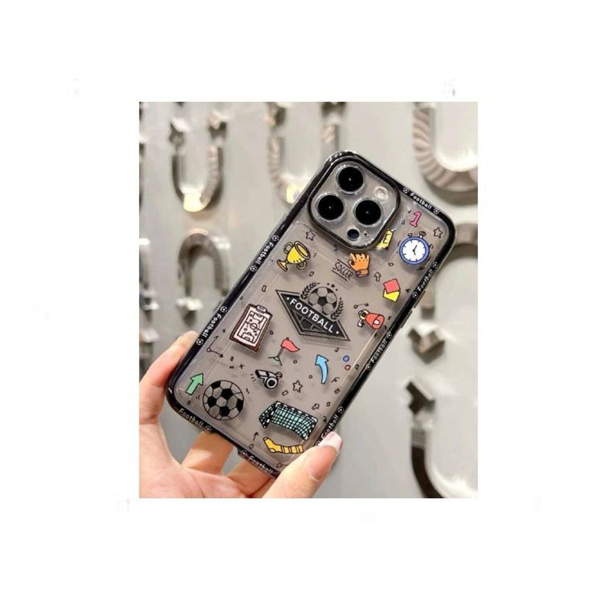 GENERICO - Case para Iphone 12 ProMax diseño futbol- Multicolor + mica de vidrio