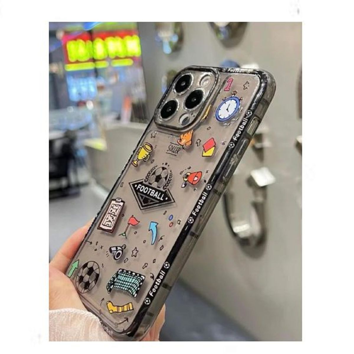 GENERICO - Case para Iphone 12 ProMax diseño futbol- Multicolor + mica de vidrio