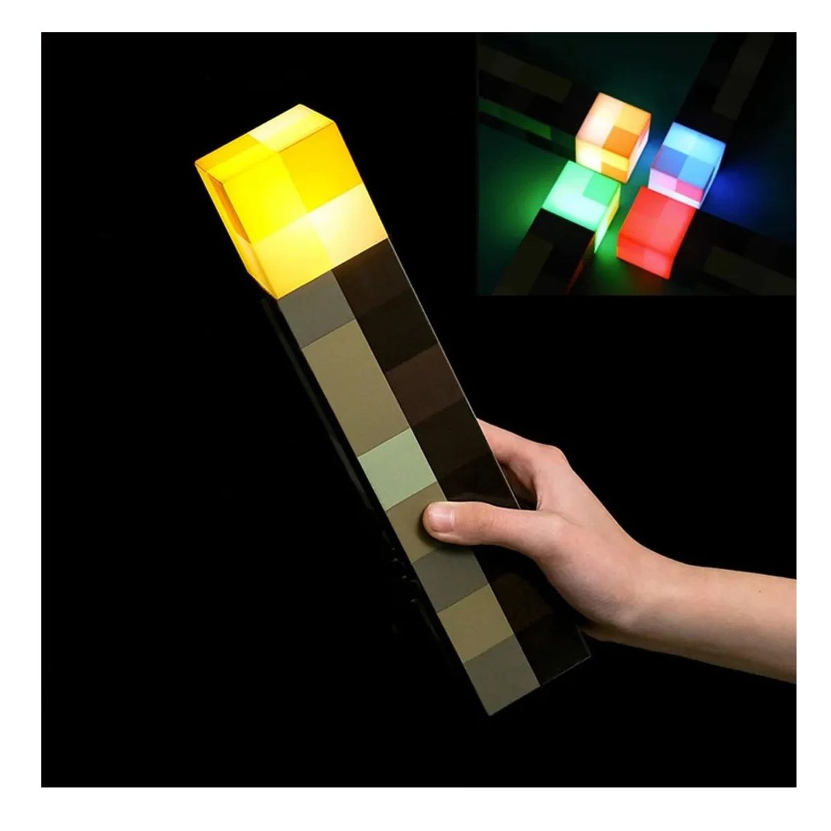 GENERICO - LÁMPARA LED DE 4 COLORES, ANTORCHA MINECRAFT BATERIA RECARGABLE