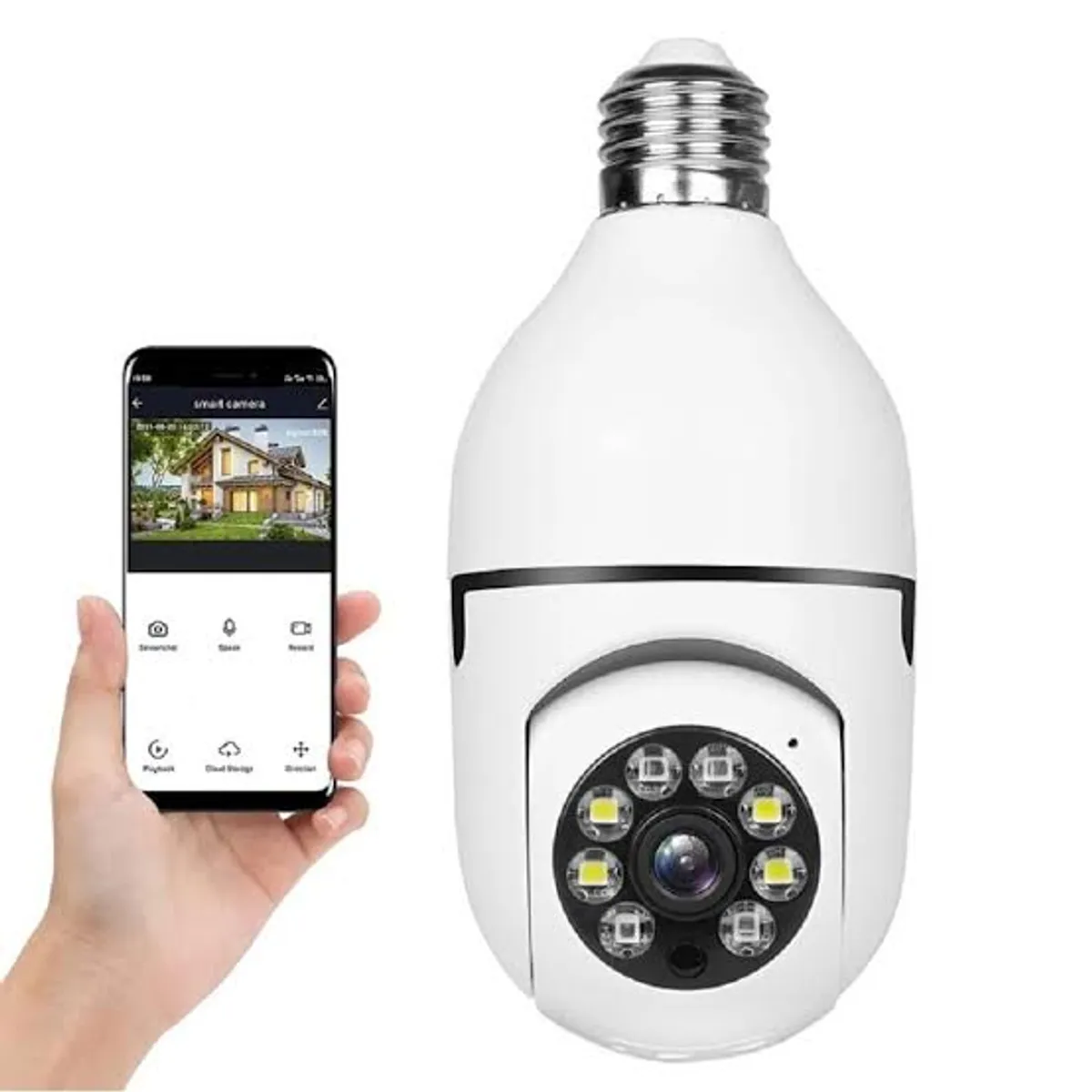 GENERICO - Camara de Seguridad espía Tipo Foco IP HD Wifi Sensor de movimiento