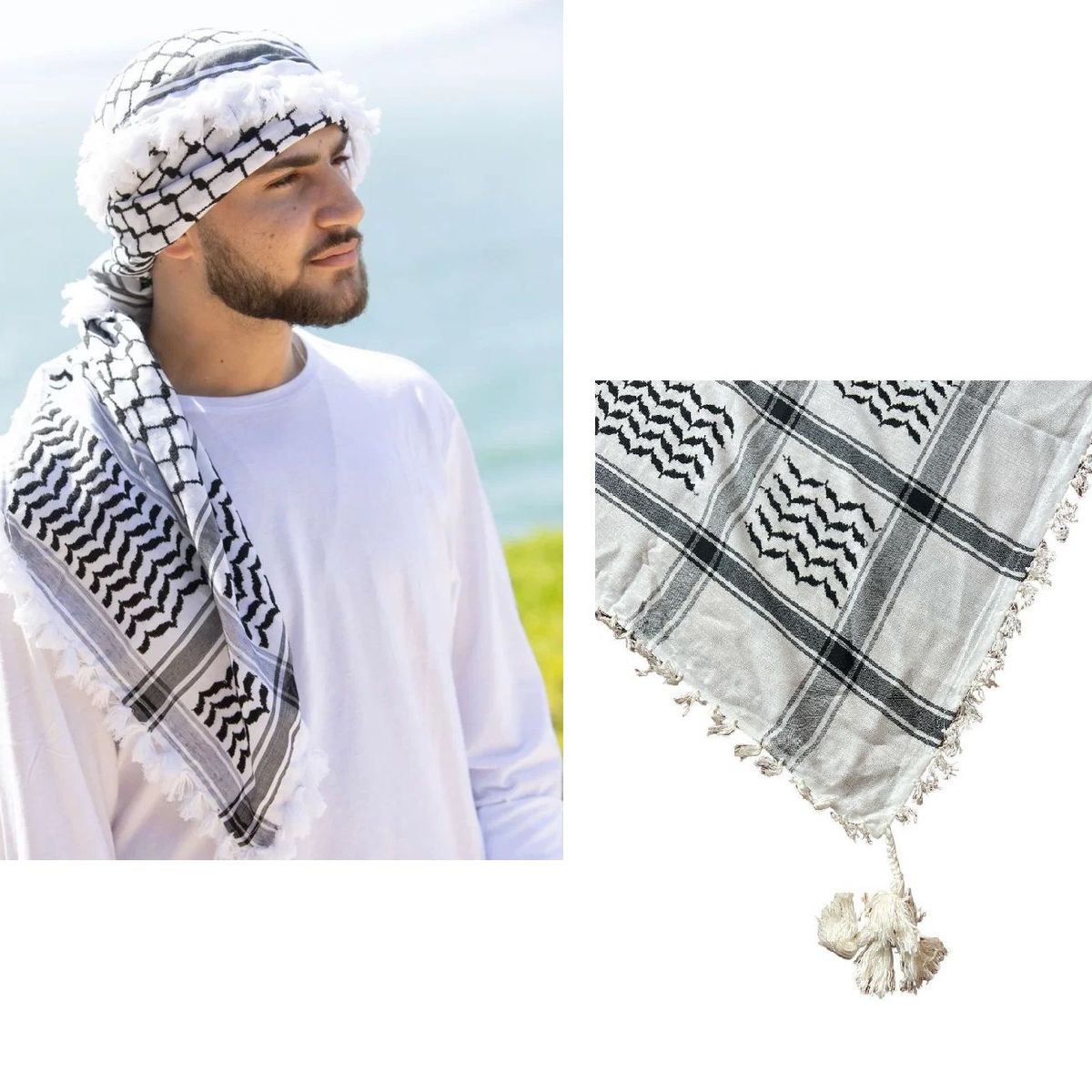 INDIAN - Bufanda MULTIPROPOSITO blanco con negro_.