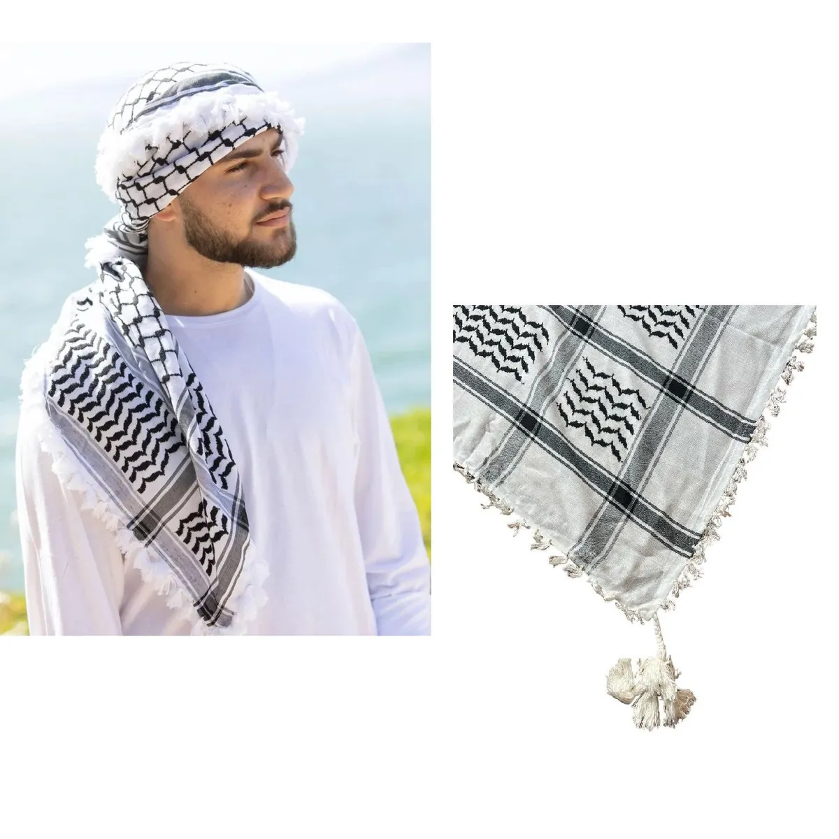 INDIAN - Bufanda MULTIPROPOSITO blanco con negro_.