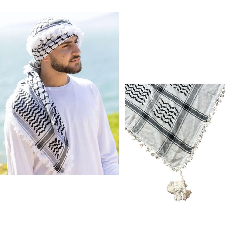 INDIAN - Bufanda MULTIPROPOSITO blanco con negro_.