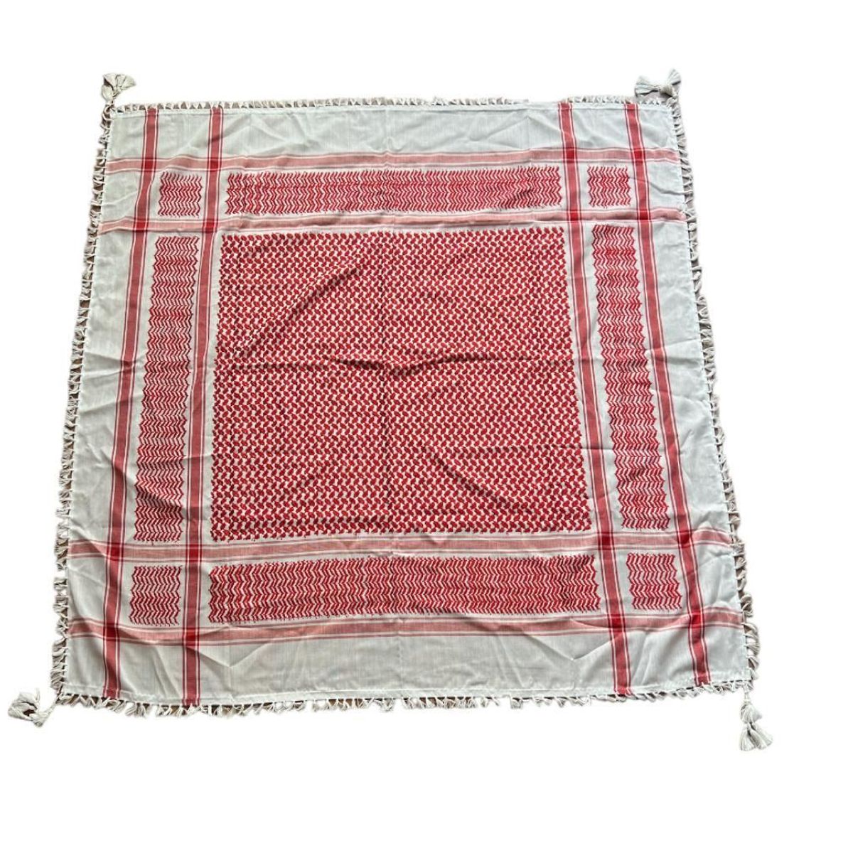 INDIAN - Bufanda cuadrada blanco con rojo_.