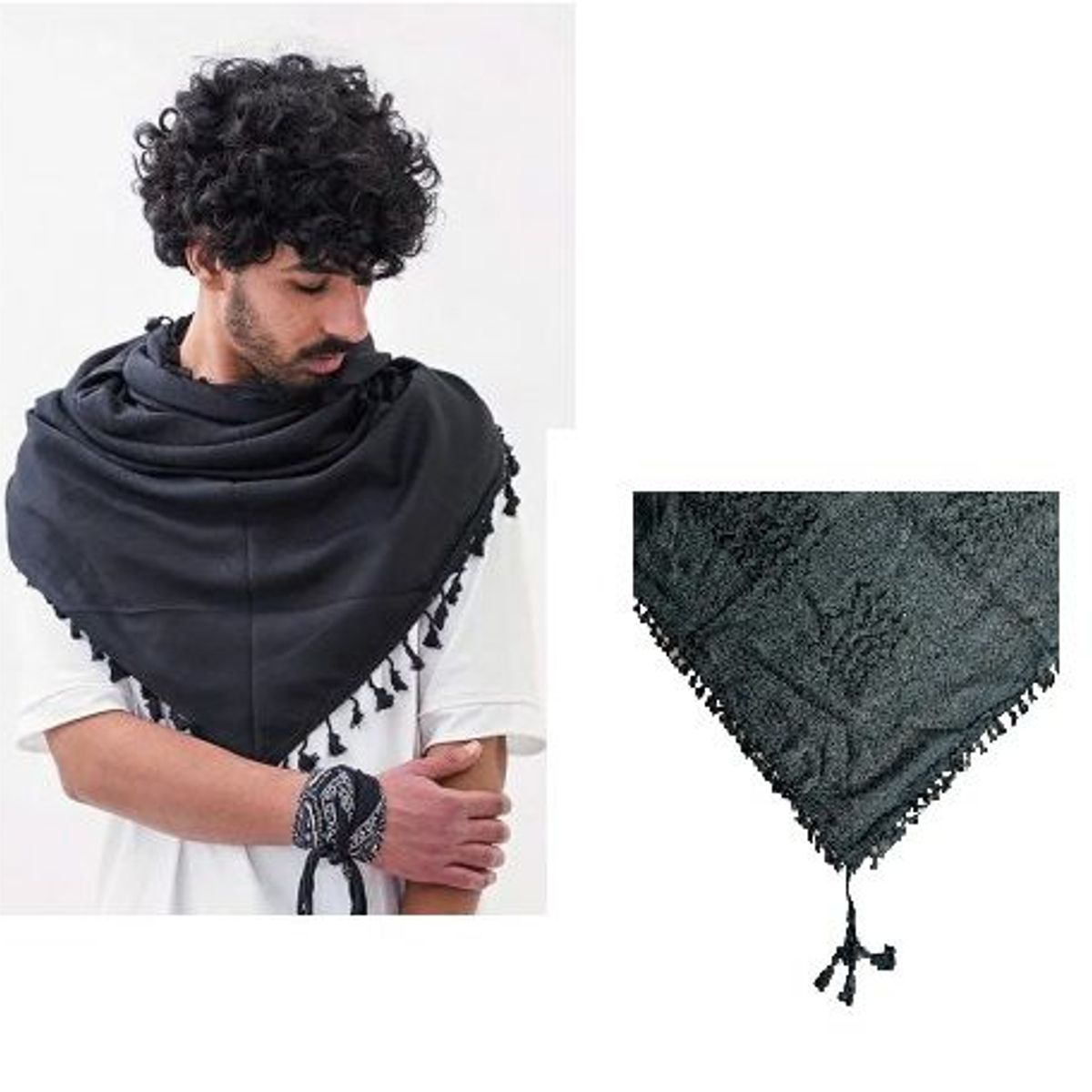 INDIAN - Bufanda  cuadrada negr_.