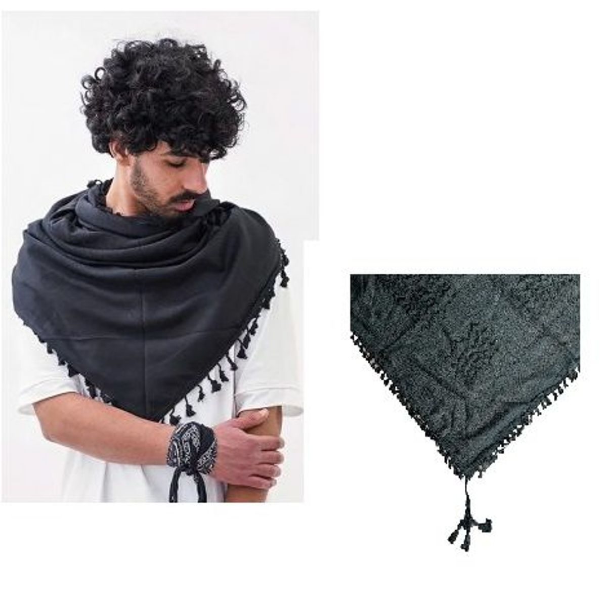 INDIAN - Bufanda  cuadrada negr_.