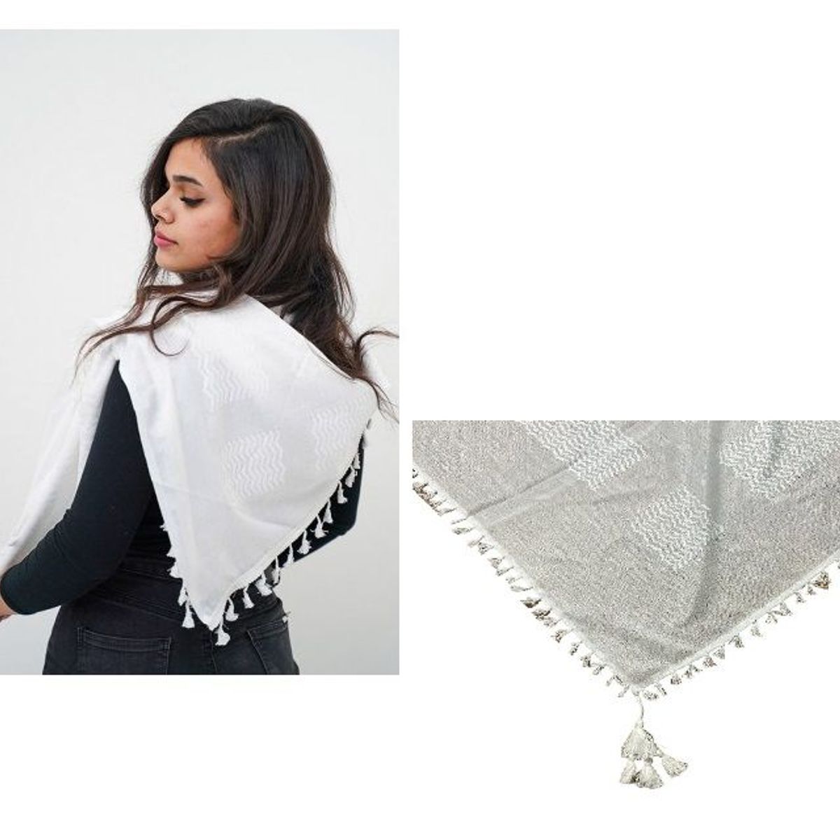 INDIAN - Bufanda  cuadrara blanco_.