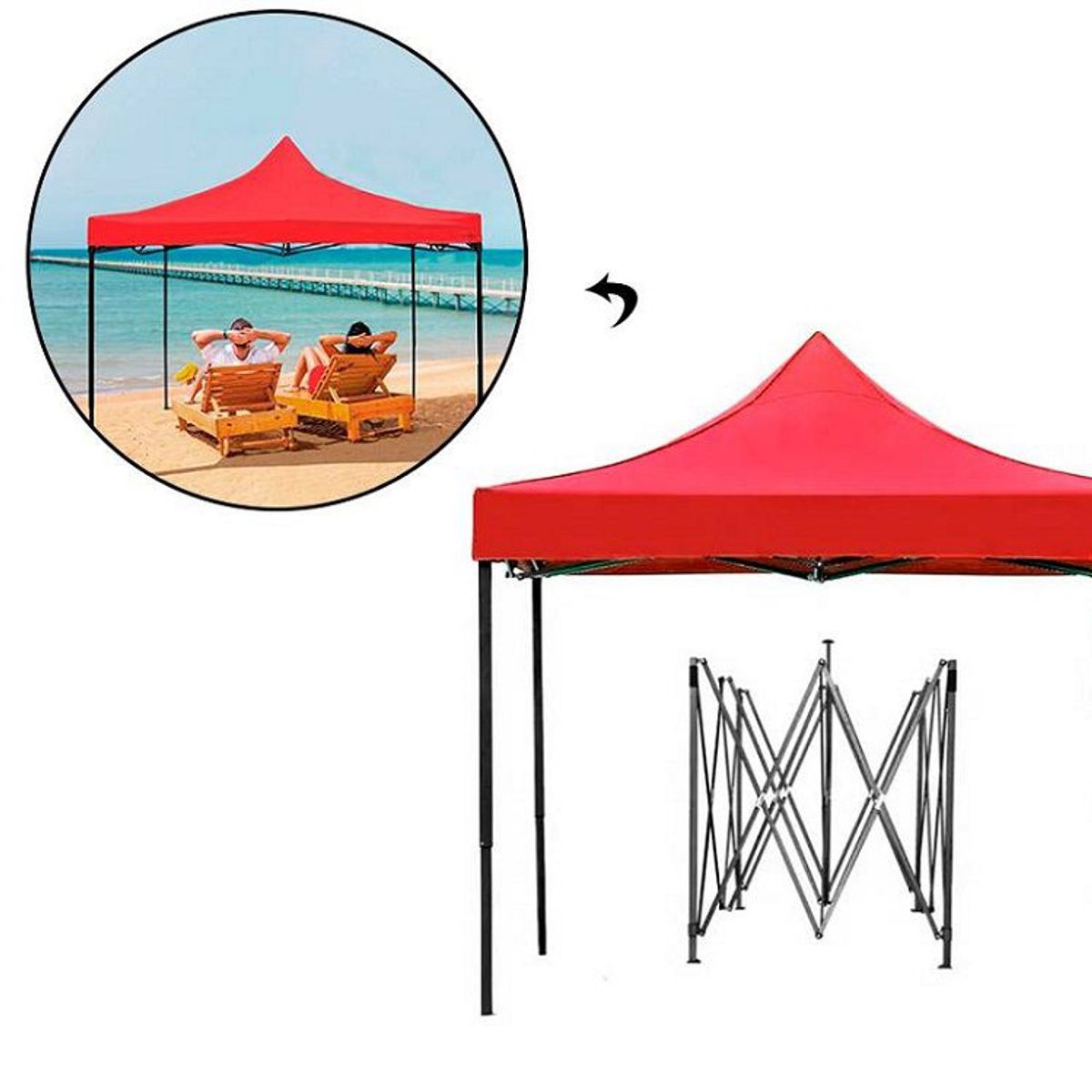 GENERICO - Toldo Plegable 3x 3 m Rojo Lona Impermeable