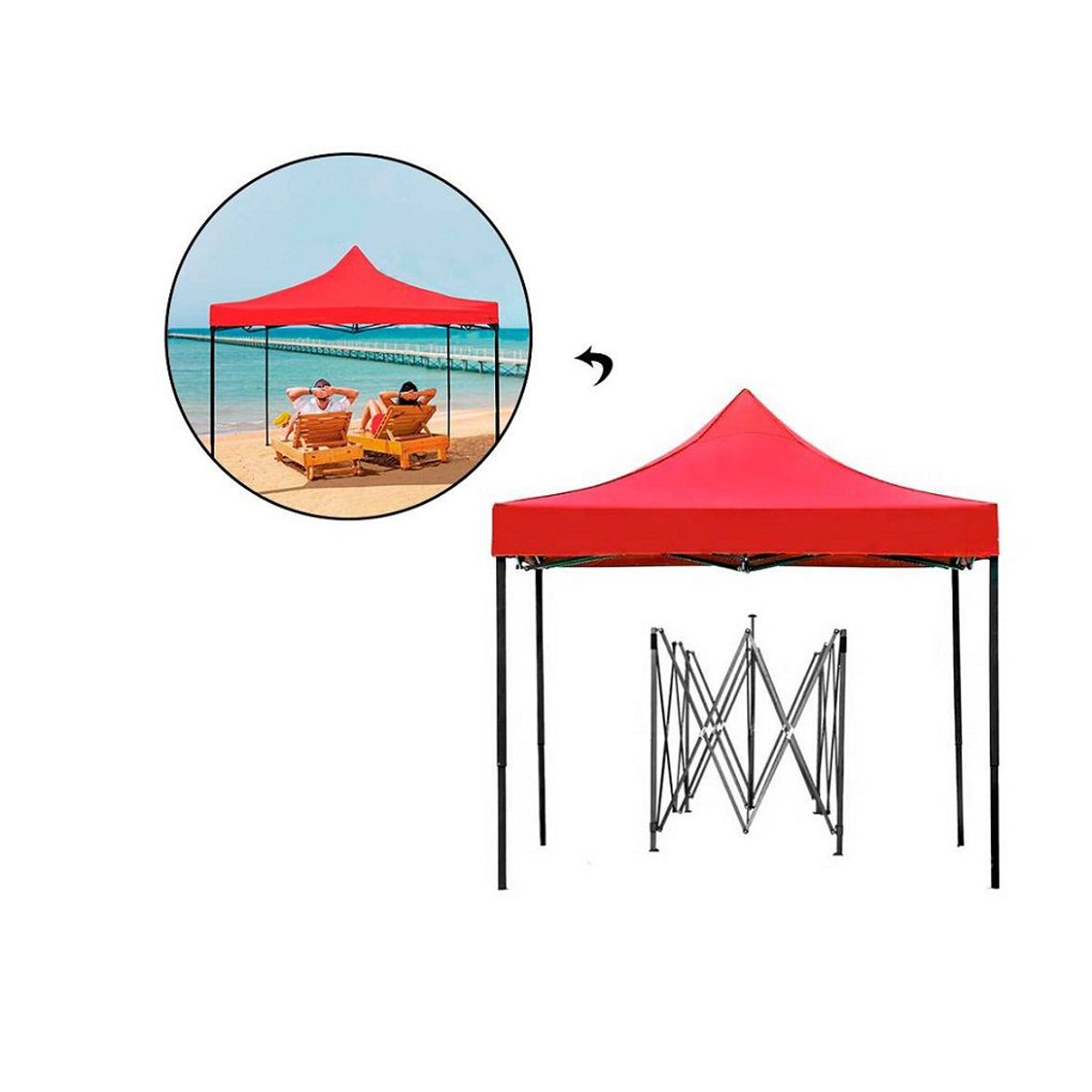 GENERICO - Toldo Plegable 3x 3 m Rojo Lona Impermeable