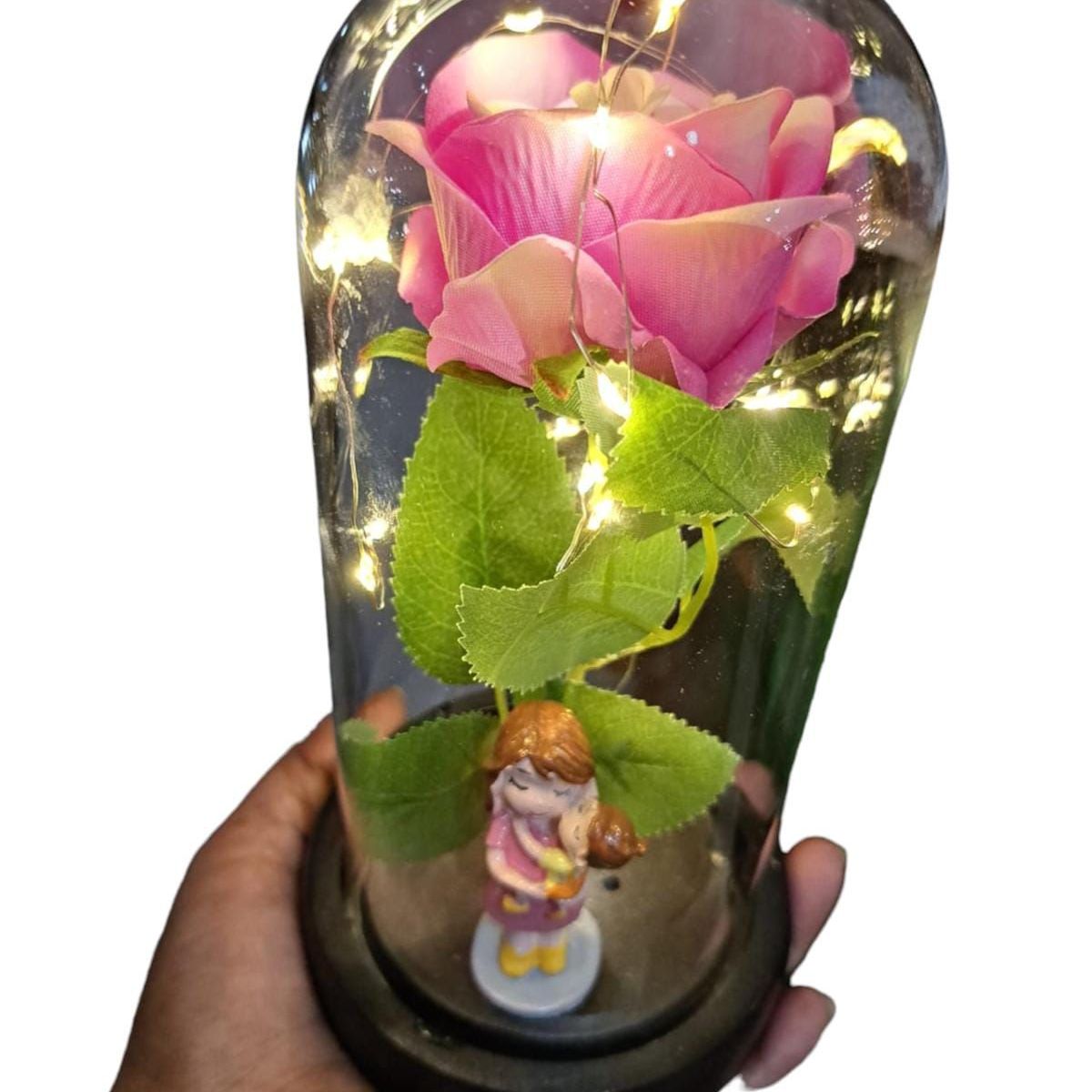 GENERICO - Rosa Eterna Cúpula mamá Similar Rosa Real luz Led rosa