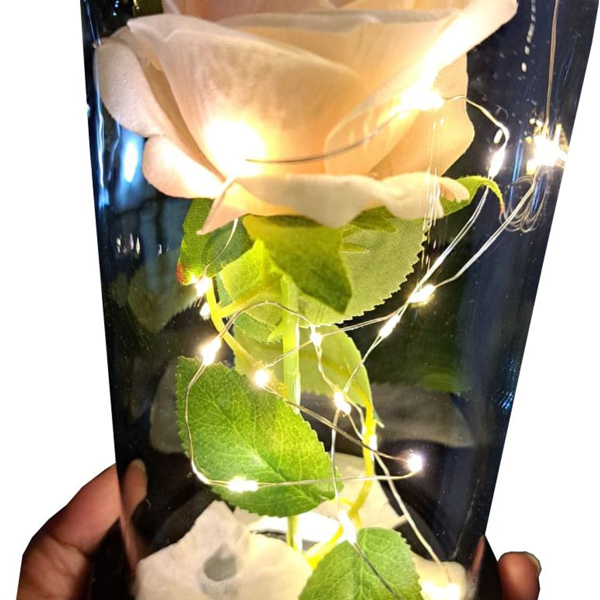 GENERICO - Rosa Eterna, Cúpula, Adorno Similar Rosa Real, luz  Led blanco