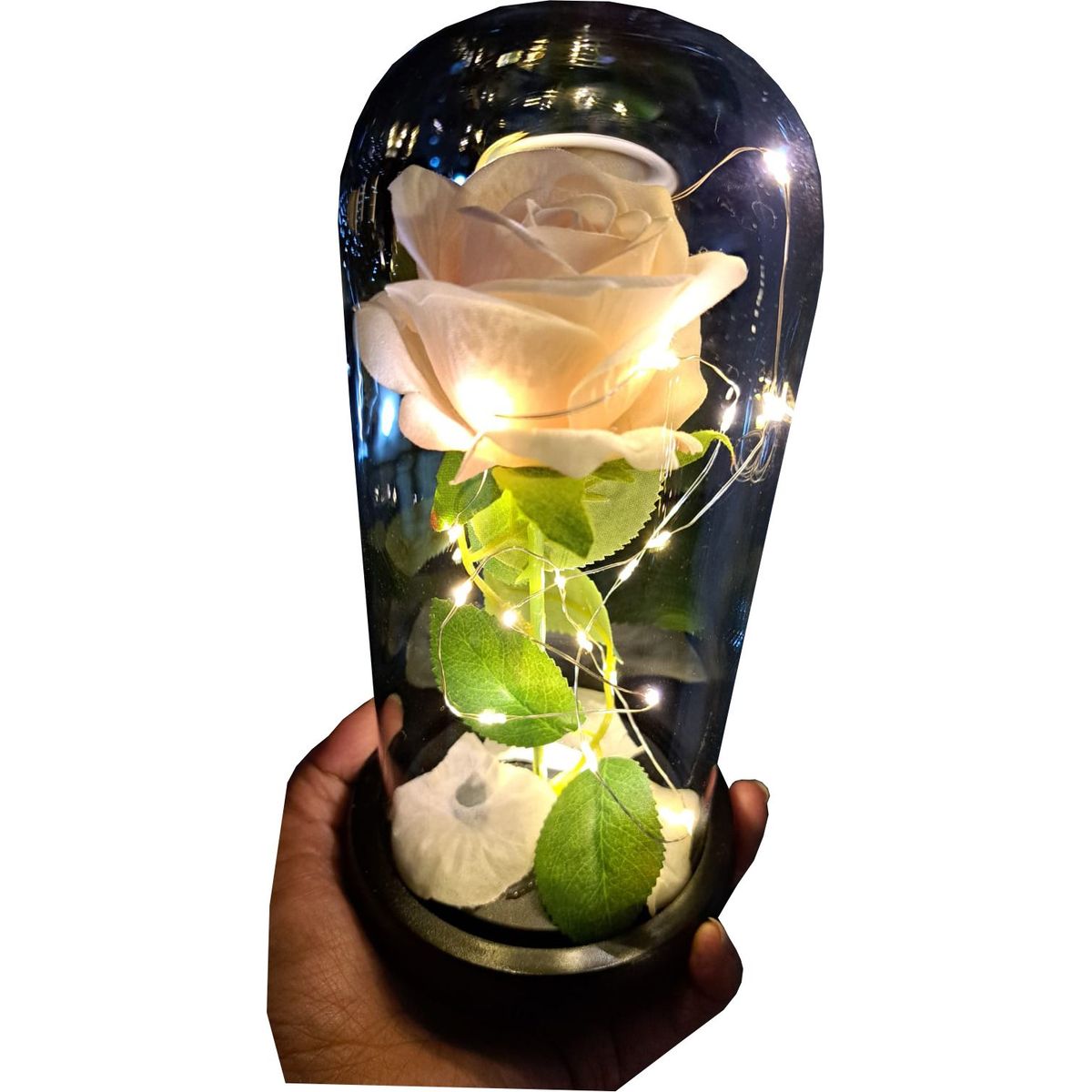 GENERICO - Rosa Eterna, Cúpula, Adorno Similar Rosa Real, luz  Led blanco