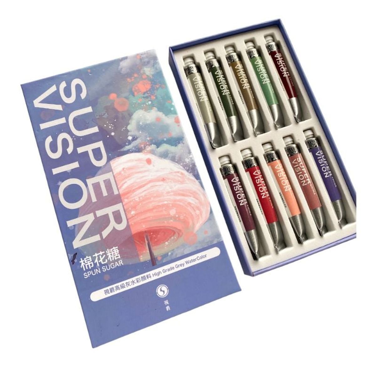 GENERICO - SUPERVISION HIGH GRADE GREY WATERCOLOR Acuarelas en tubo 8ml - Set SPUN SUGAR x10