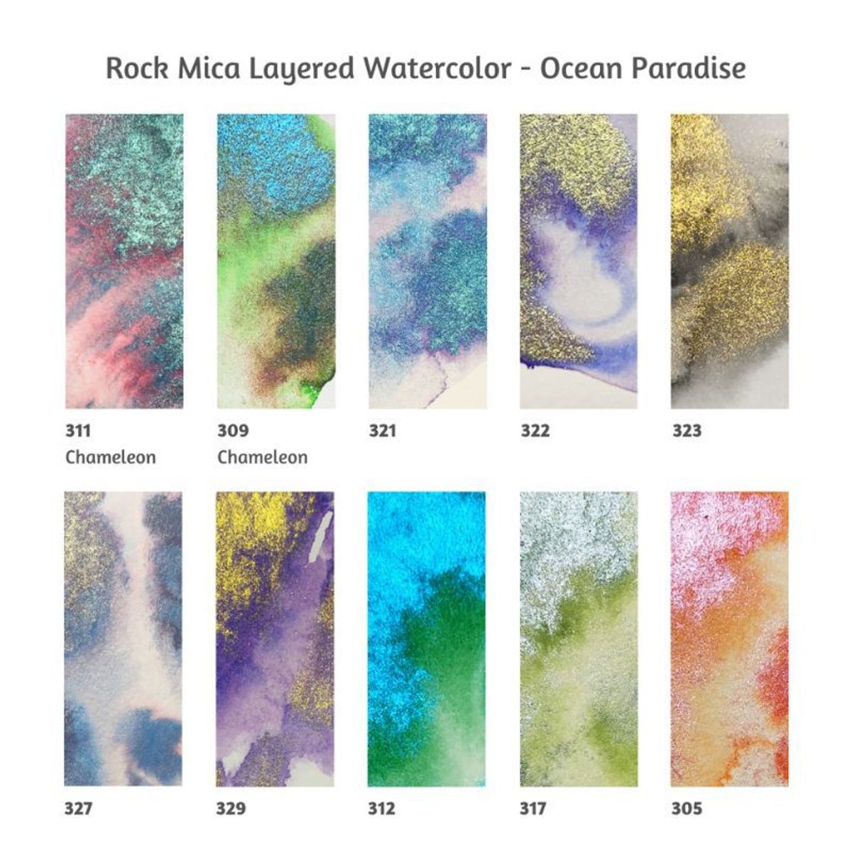 GENERICO - SUPERVISION rock - mica layered Acuarelas en tubo 8ml - Set OCEAN PARADISE x10