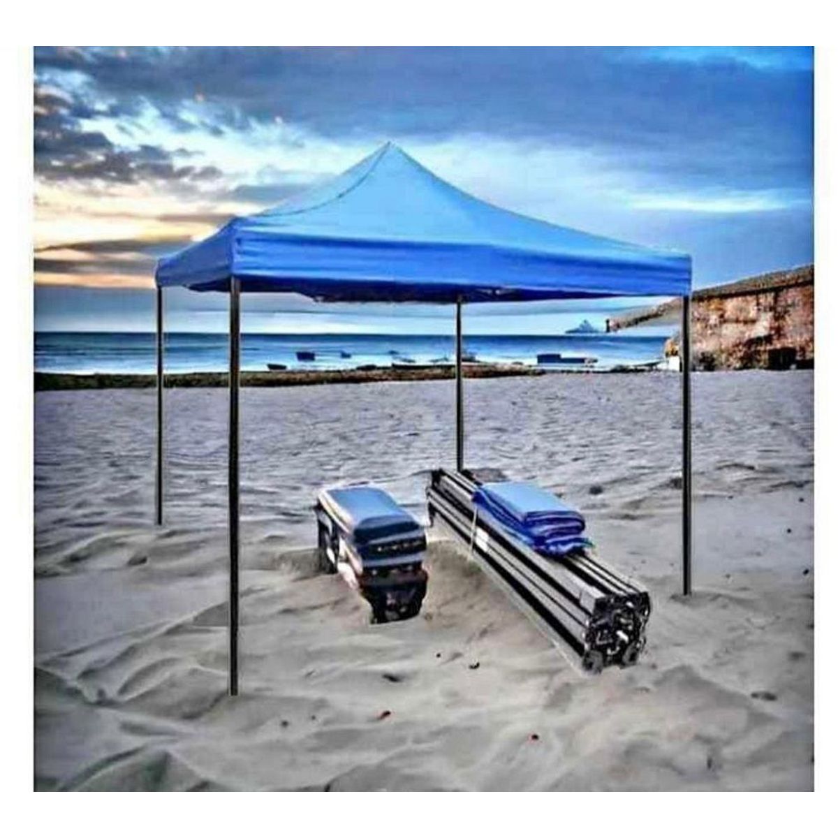 GENERICO - Toldo Plegable Azul 3x 3 m Lona Impermeable Azul