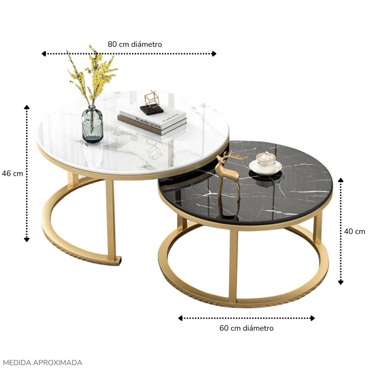 INSPIRA MARKET - Mesa de Centro, Auxiliar,  de Café Tablero Tipo Marmoleado Moderno