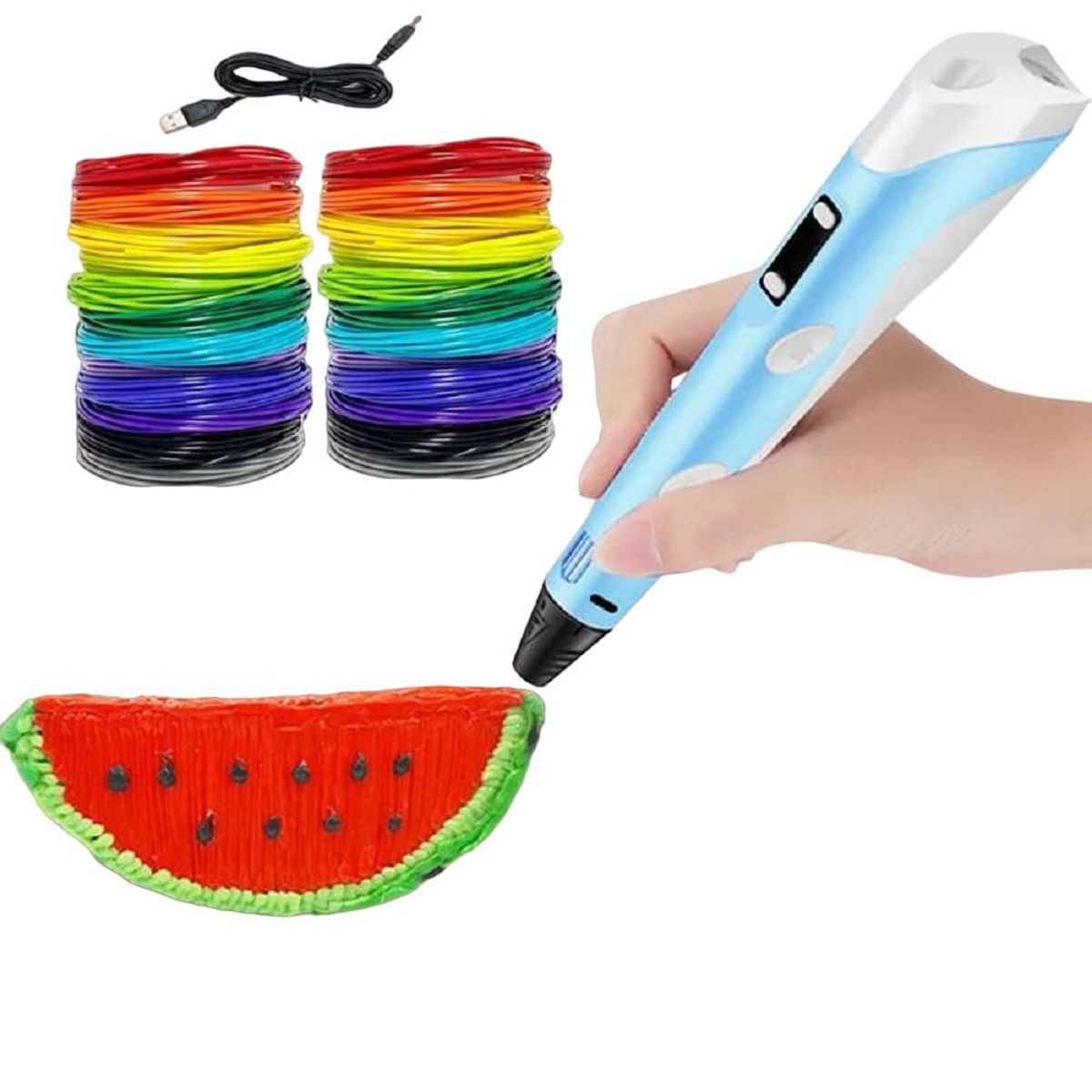 GENERICO - Pack Repuesto 3 Filamentos Lápiz Dibujo Impresión 3D Genieka