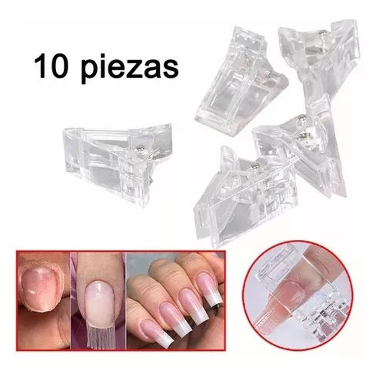42AROZINA - Clips Para Uñas 10 Diy Nail Art Accesorios Transparentes