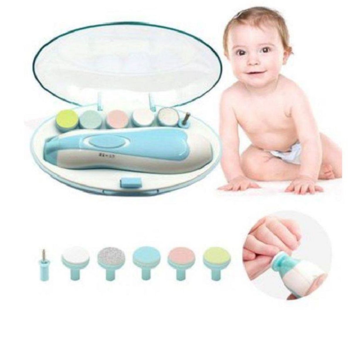 GENERICO - Corta Úñas Pulidor Manos Pies 6  Electrico Para Bebe Verde