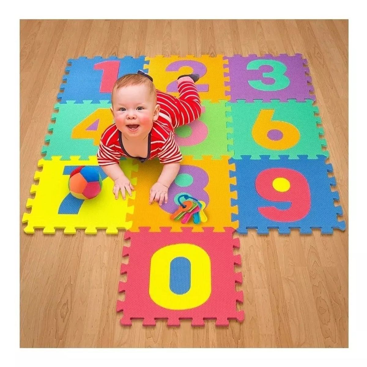 EVAFLEX - Pisos Alfombra Goma Didáctico Eva 10 Piezas 30x30 cm Números