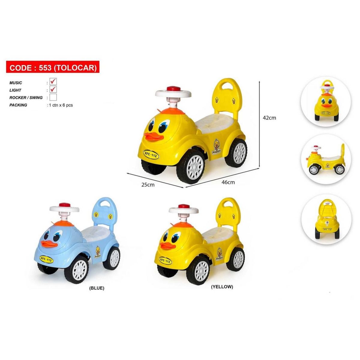 GENERICO - Carrito de Arrastre para Niños Patito Azul