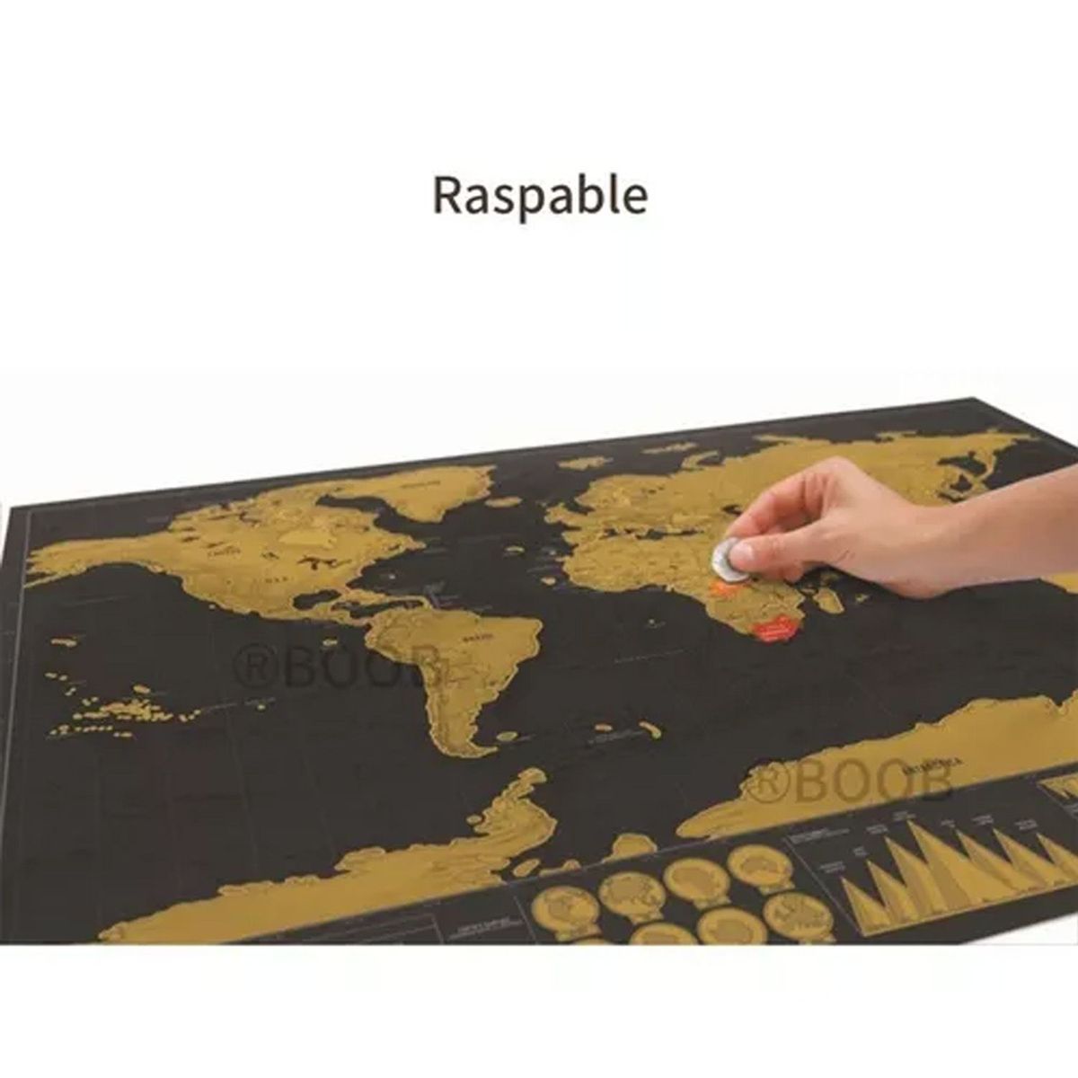 DENISASAA - Poster Mapa Mundial Laminado Para Rascar Cartografia Viajero-Negro