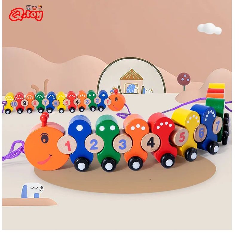 OEM - Juego Didáctico de Madera para Niños Tren Gusanito Numerico