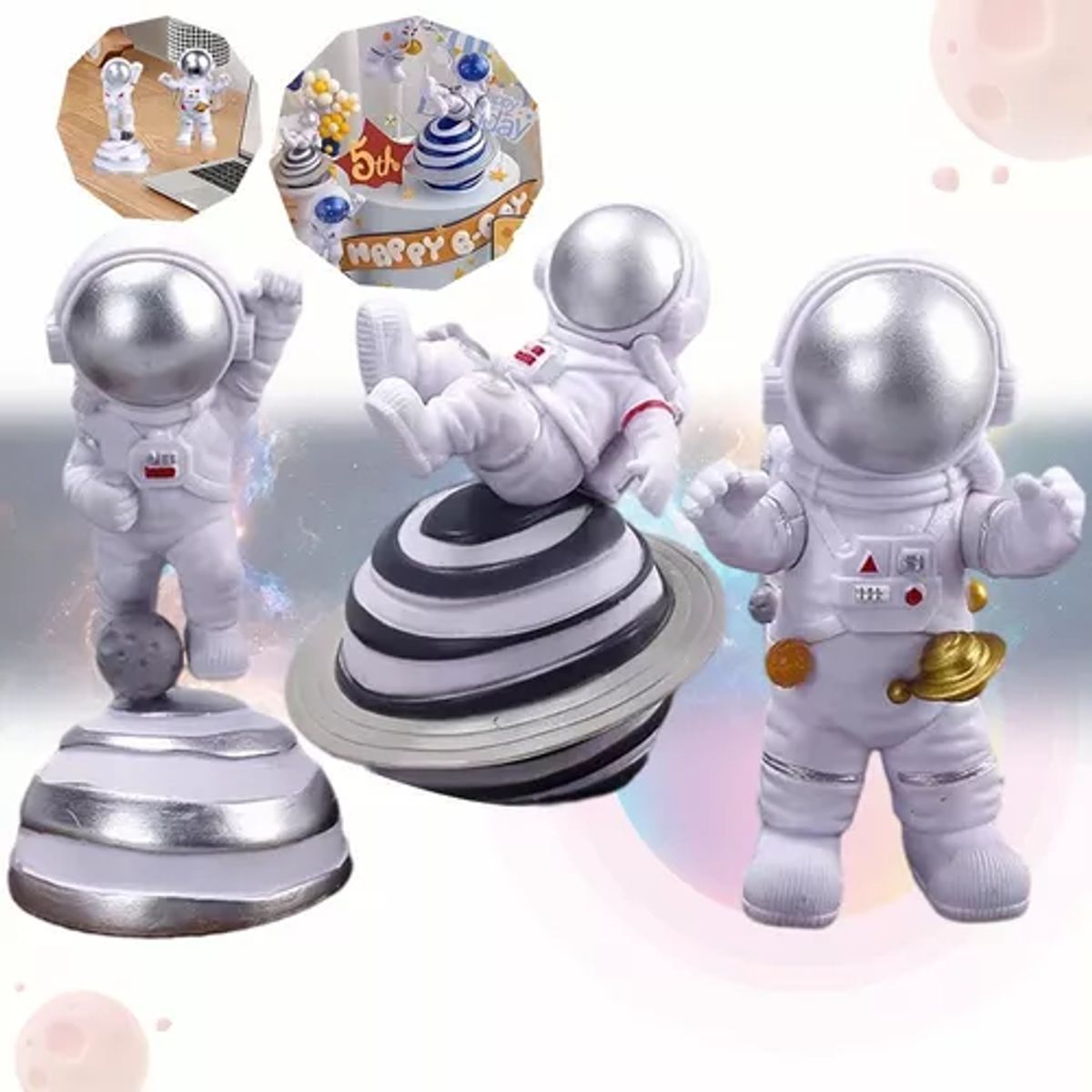 42AROZINA - Escultura De Astronauta Exquisit Adorno Para Pasteles Niños