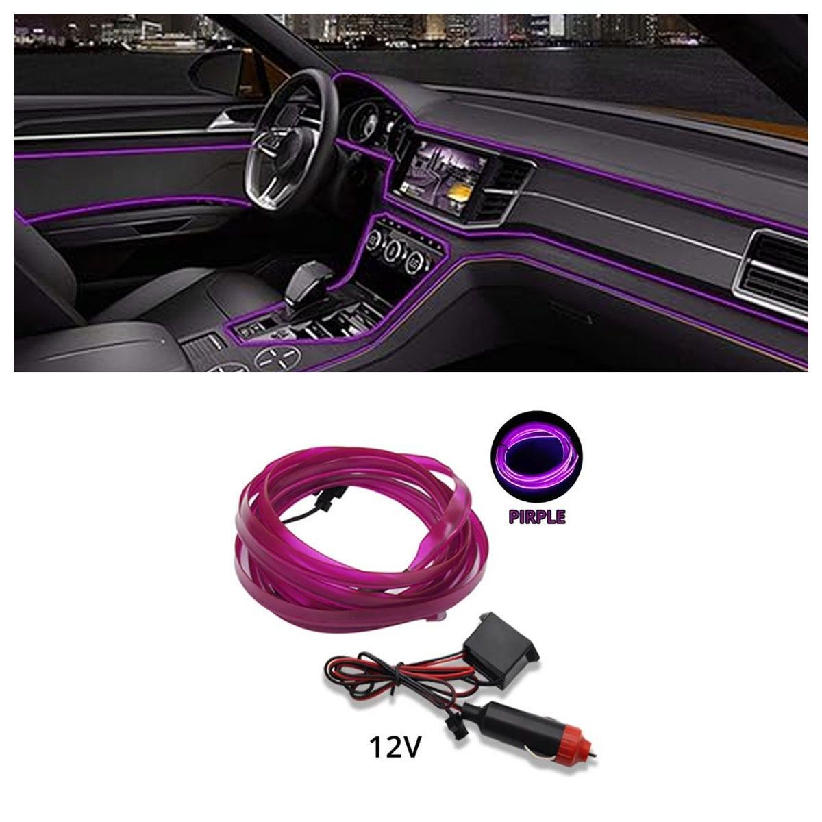 42AROZINA - Threaded Neon Light Strip Car 5m Led Usb Connector 12v Car