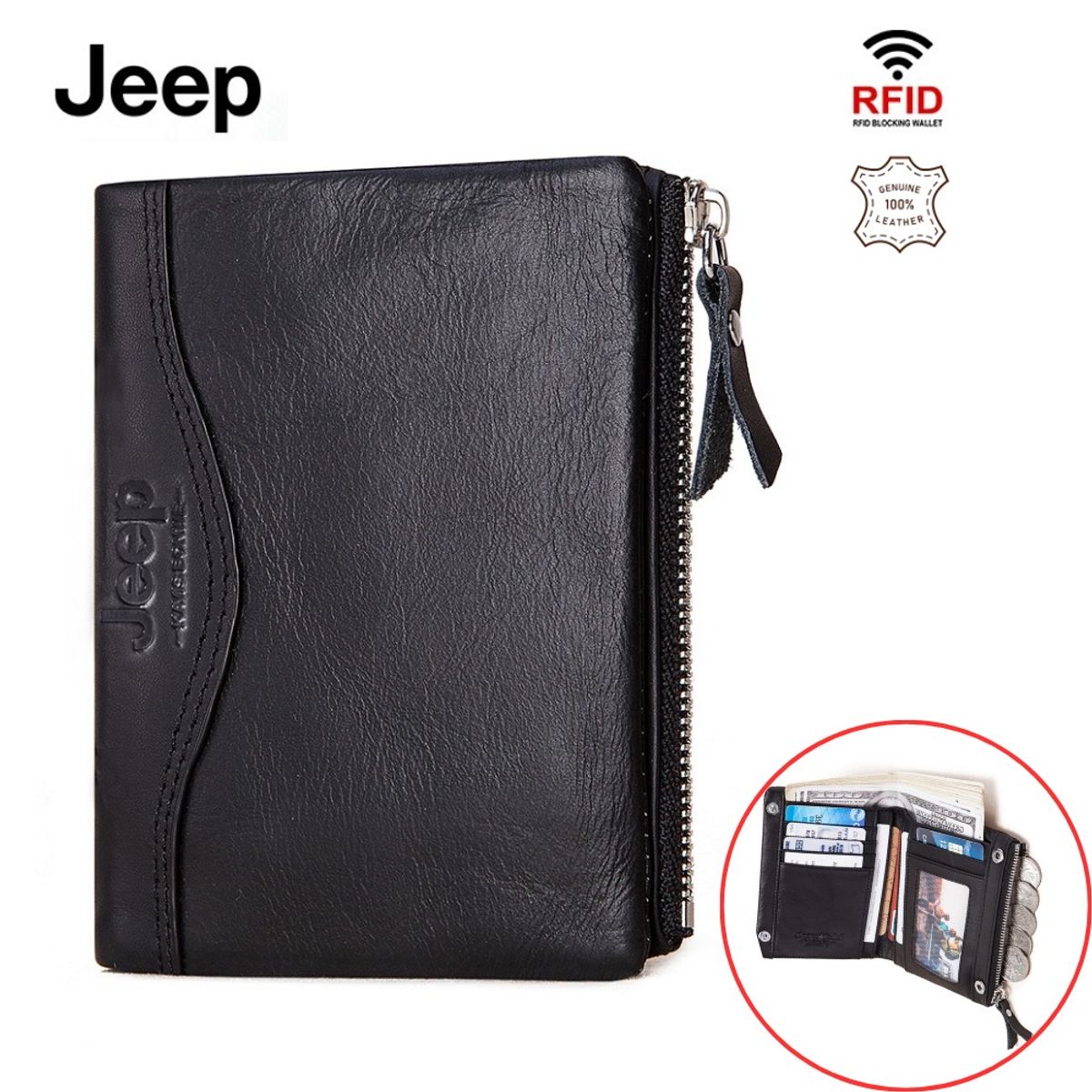 GENERICO - Billetera J-Kavis de Cuero Vacuno BP812 De Diseño Anatómico