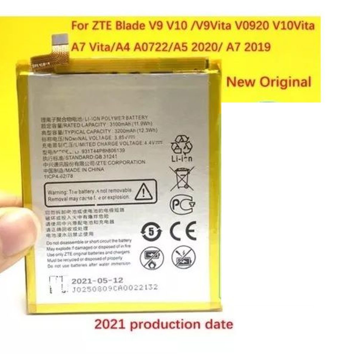 OEM - BATERIA ZTE  Blade V9 V10 /V9Vita V10Vita/A7 Vita/A4/A5 2020