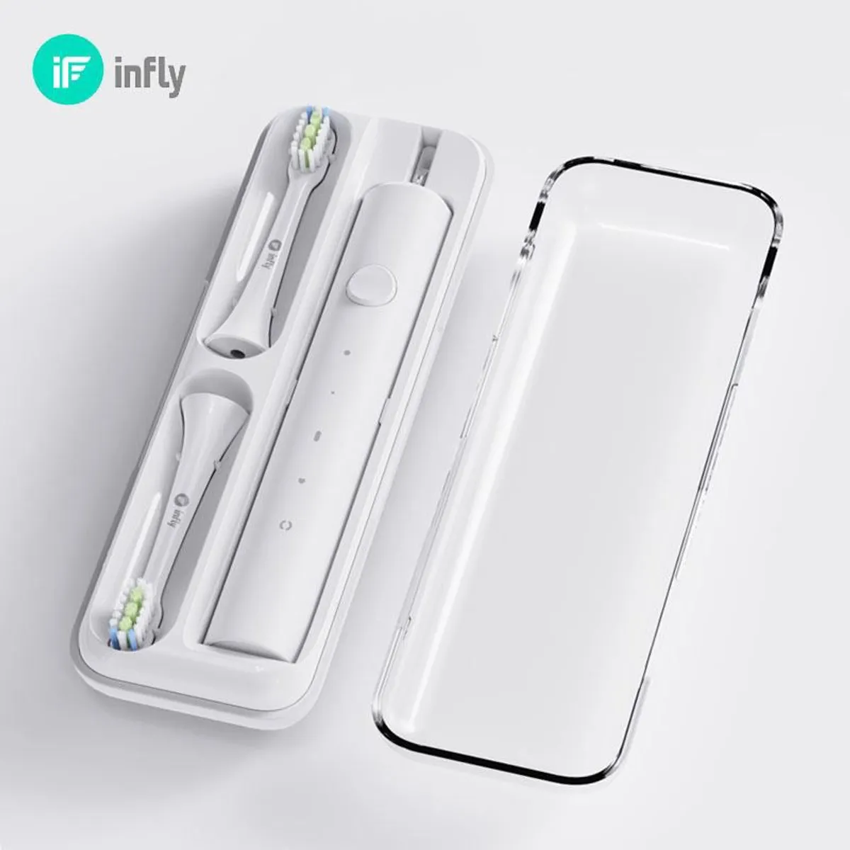 INFLY - Infly - Set de cepillo dental eléctrico + Estuche + 2 Repuestos