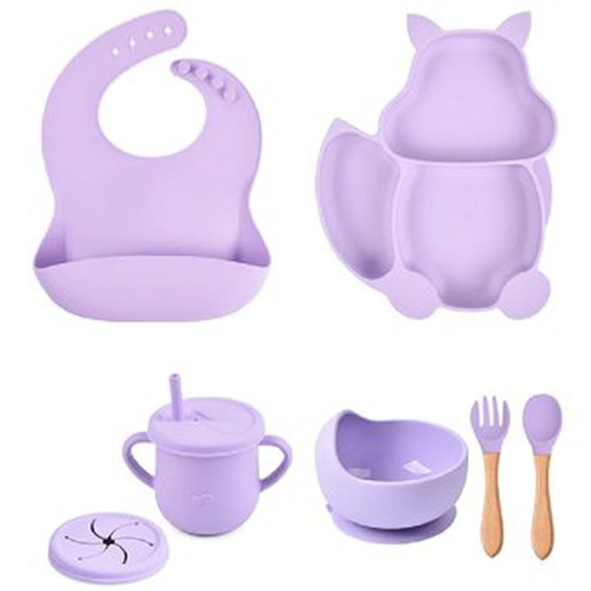 OEM - Plato para bebe - Set de platos de silicona bebe - morado