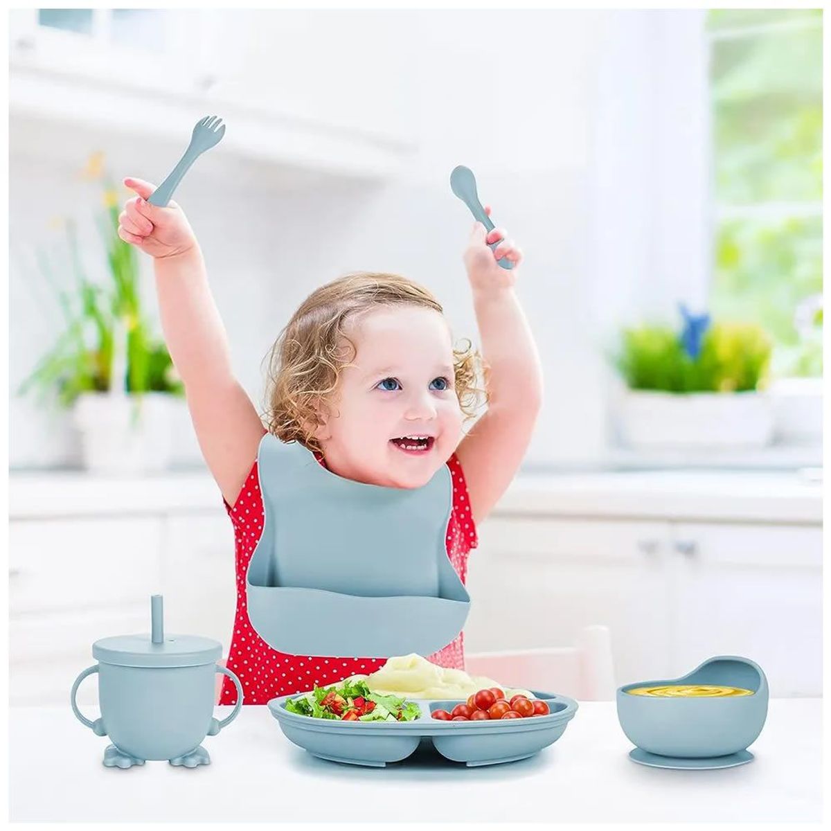 OEM - Plato para bebe - Set de platos de silicona bebe - morado