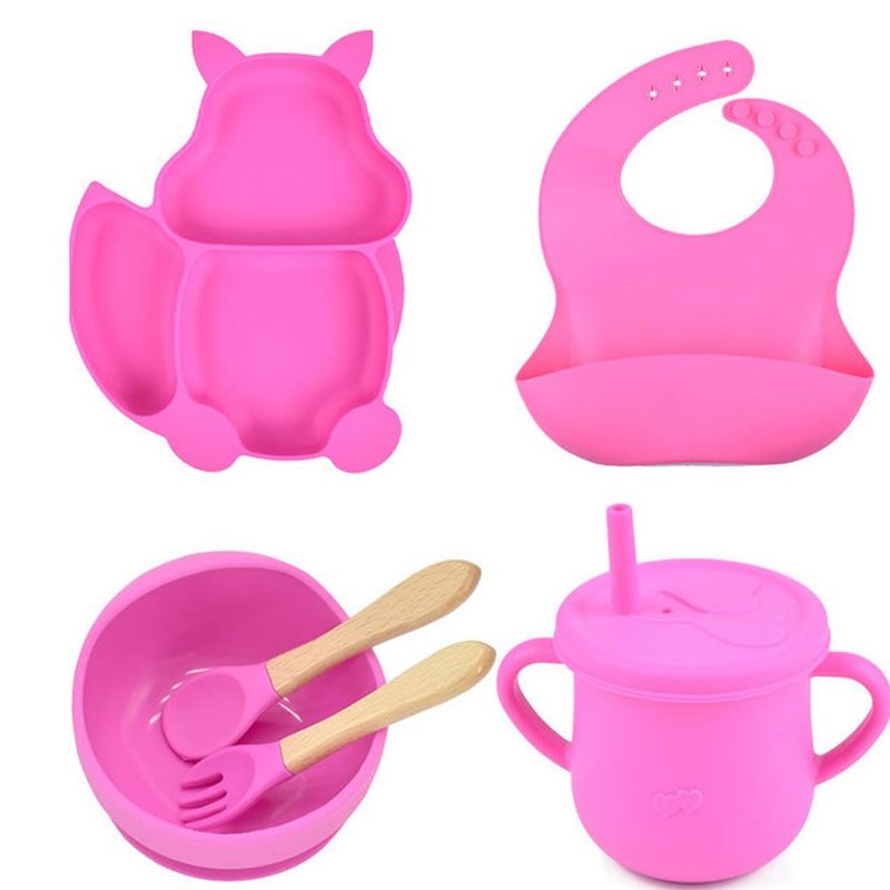 OEM - Plato para bebe - Set de platos de silicona bebe - Fucsia
