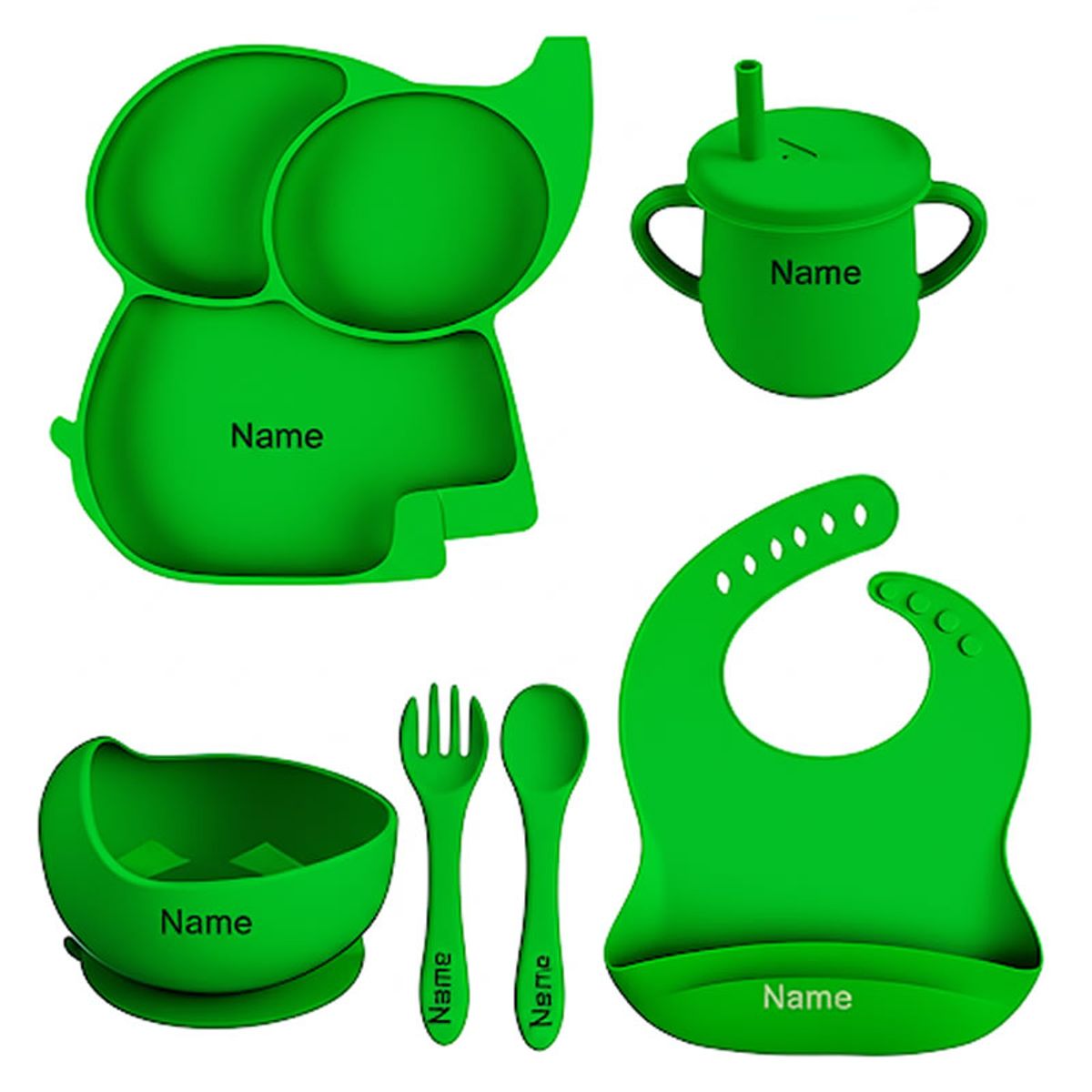 OEM - Plato para bebe - Set de platos de silicona bebe - Verde