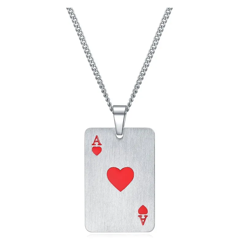 GENERICO - Collar Carta De Póker acero inoxidable
