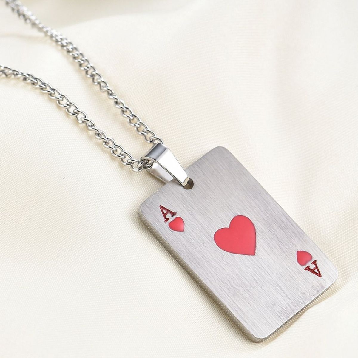 GENERICO - Collar Carta De Póker acero inoxidable