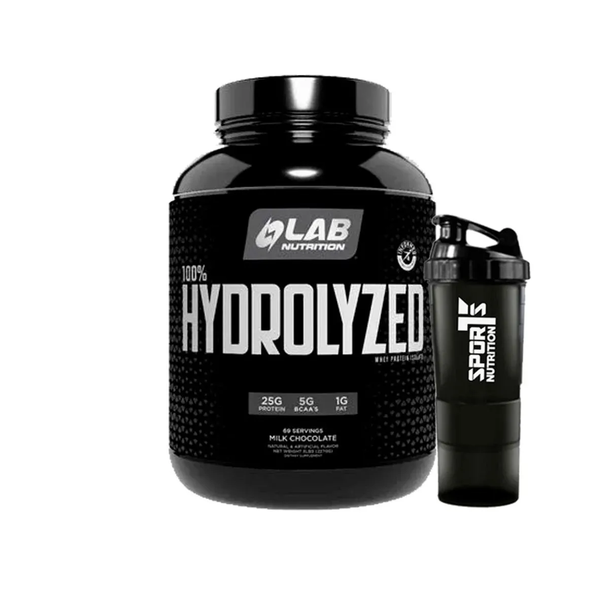 LAB NUTRITION USA - 100 HYDROLYZED Chocolate 5LB + SmartShaker