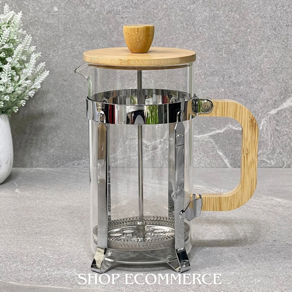 GENERICO - Cafetera prensa bambú 800 ml