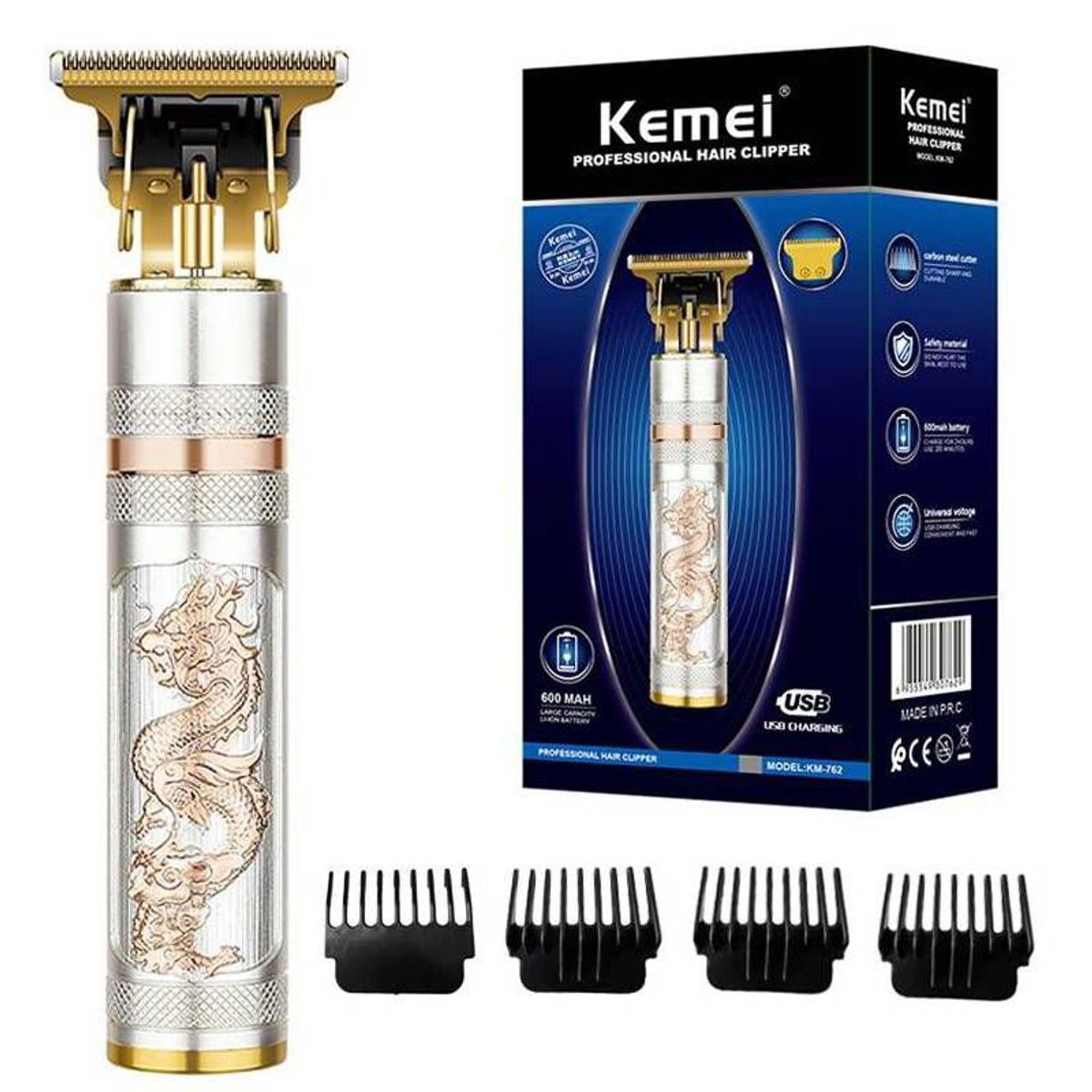 KEMEI - Maquina De Afeitar Inalambrica Dragon Kemei Km-762