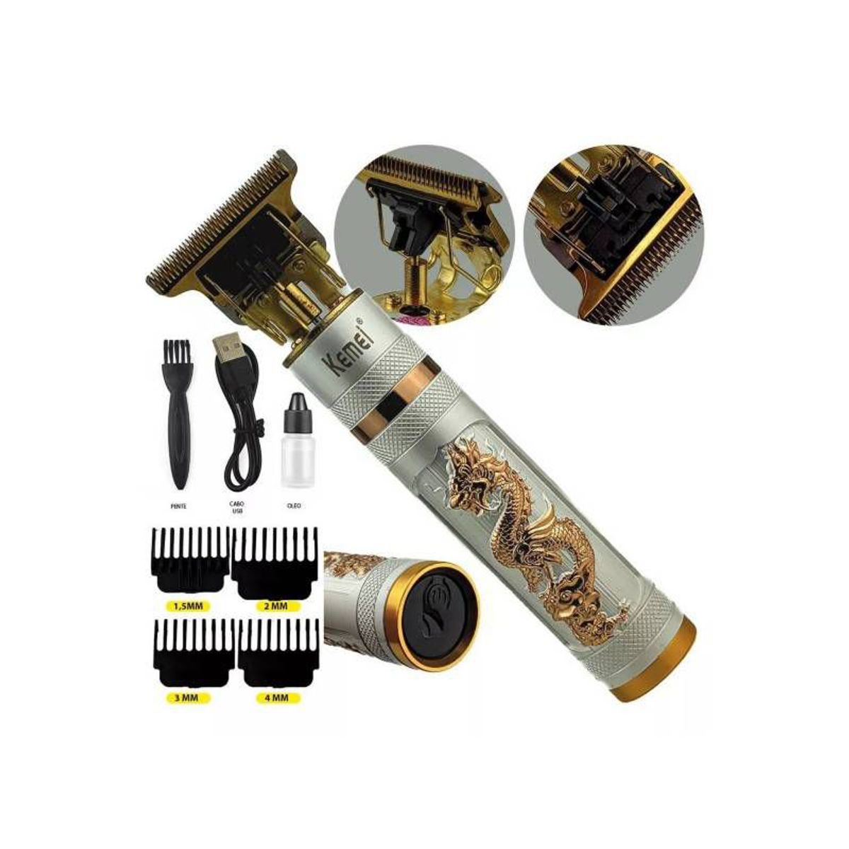 KEMEI - Maquina De Afeitar Inalambrica Dragon Kemei Km-762