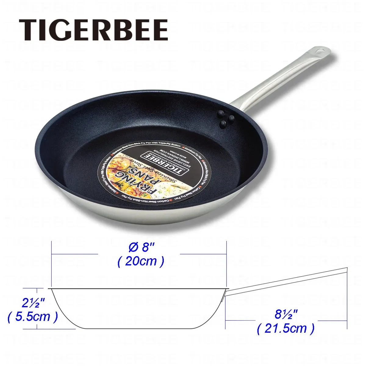 TIGERBEE - Sartén de Acero Inoxidable Antiadherente con Base Triple Capa