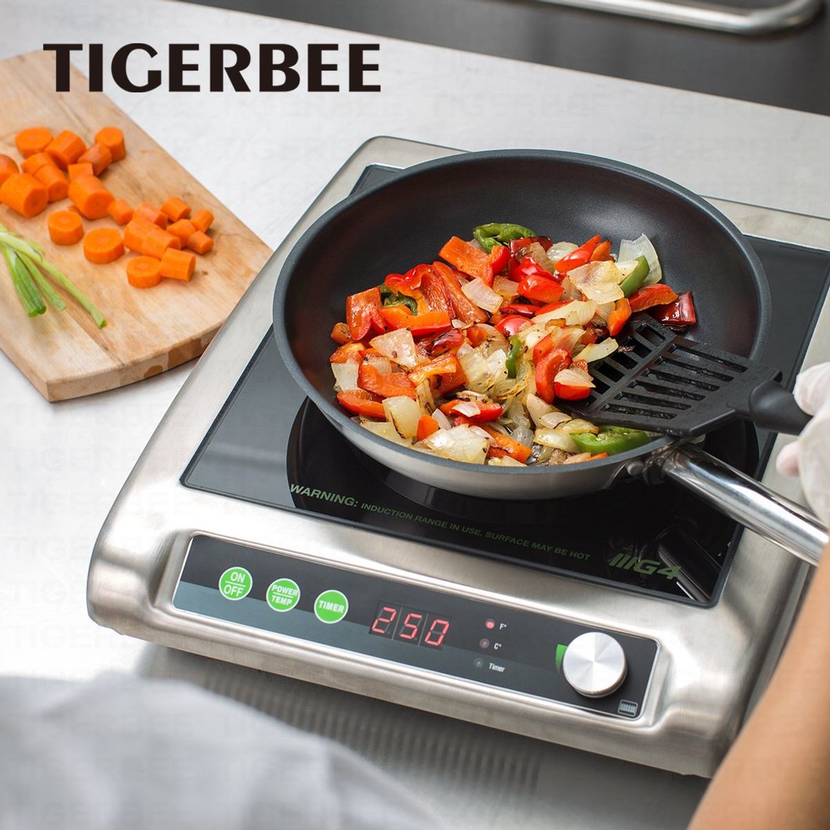 TIGERBEE - Sartén de Acero Inoxidable Antiadherente con Base Triple Capa