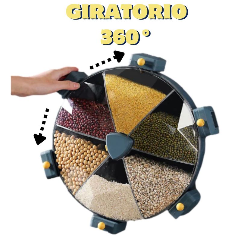 GENERICO - DISPENSADOR GIRATORIO DE  ALIMENTOS SECOS PARA PARED CON 6 REJILLAS