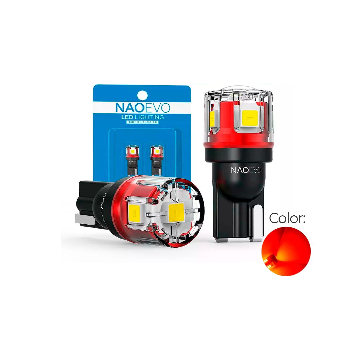 NAOEVO - LED T10 Lagrima Serie N5 Rojo 1000LM NAOEVO para Auto