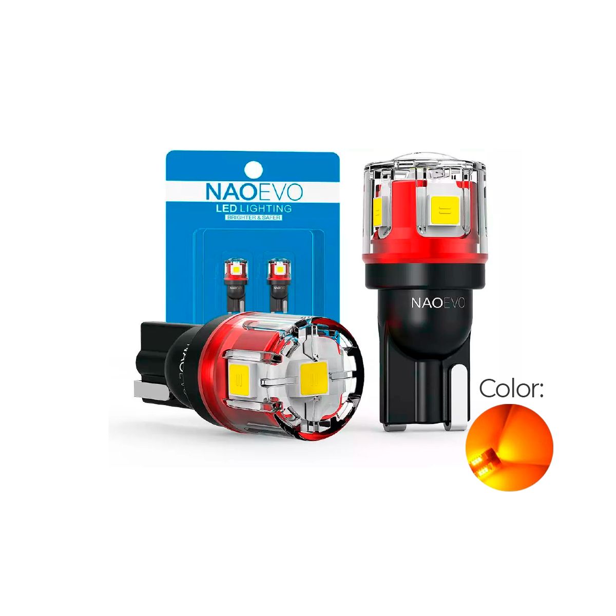 NAOEVO - LED T10 Lagrima Serie N5 Ámbar 1000LM NAOEVO para Auto