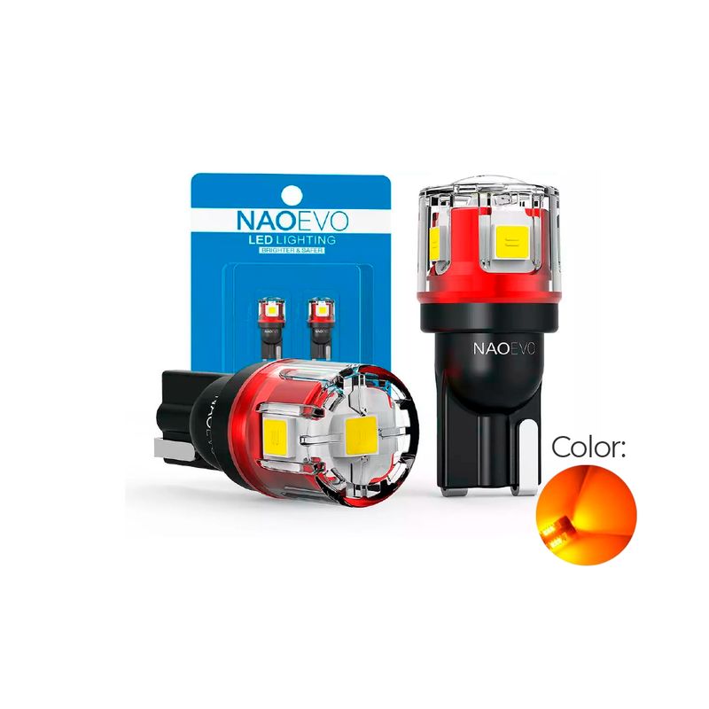NAOEVO - LED T10 Lagrima Serie N5 Ámbar 1000LM NAOEVO para Auto