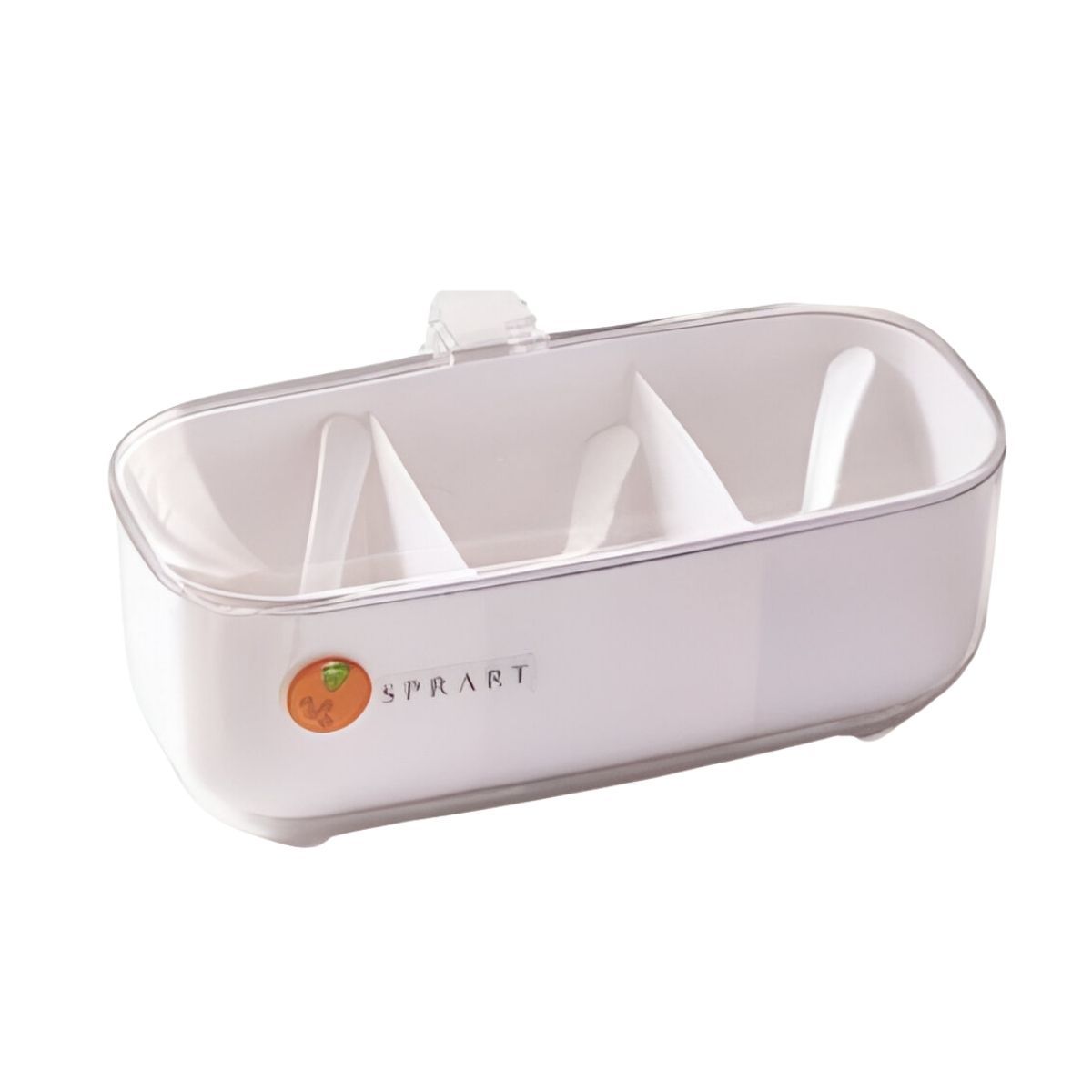 ELMEJORPRECIO - Condimentero De 3 Divisiones Con Tapa Y Cucharitas Blanco